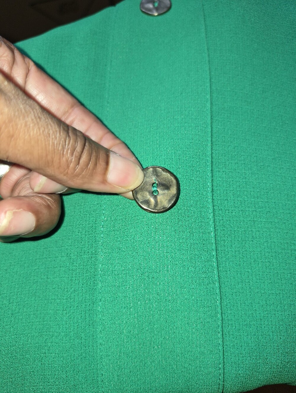 Zara Green Shift Dress 3/4 Sleeve Button Detail Mini Tunic Dress XS - Picture 5 of 7